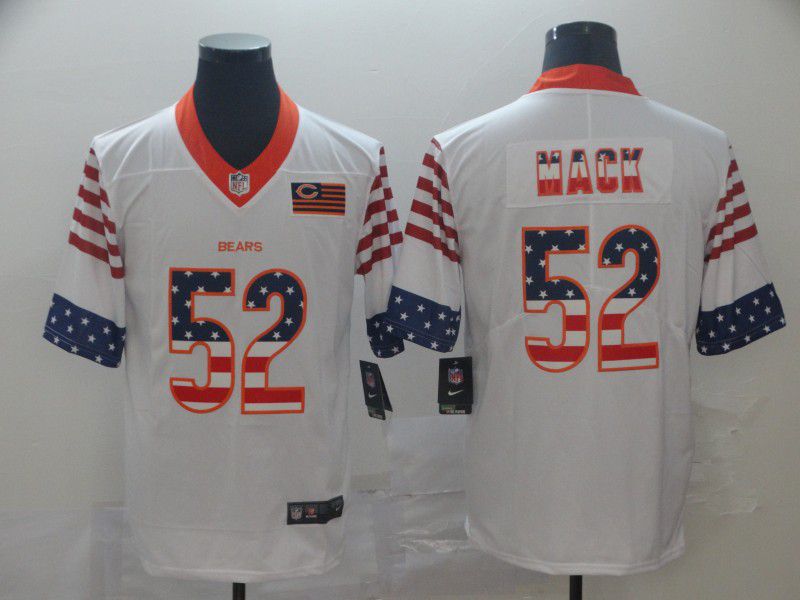 Men Chicago Bears #52 Mack White Retro USA Flag Nike NFL Jerseys->chicago bears->NFL Jersey